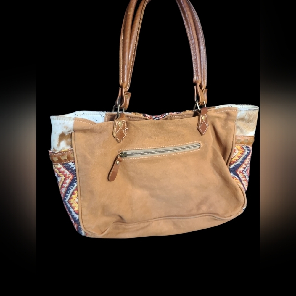 Myra Cowhide Hair And Western Patterned Women's Bag - Picture 2 of 3
